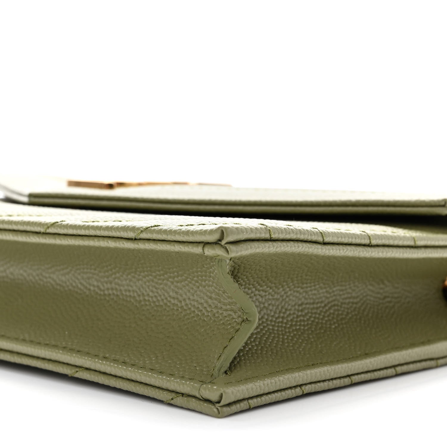 Saint Laurent Grain De Poudre Matelasse Chevron Monogram Envelope Chain Wallet Pistache 10 of 11