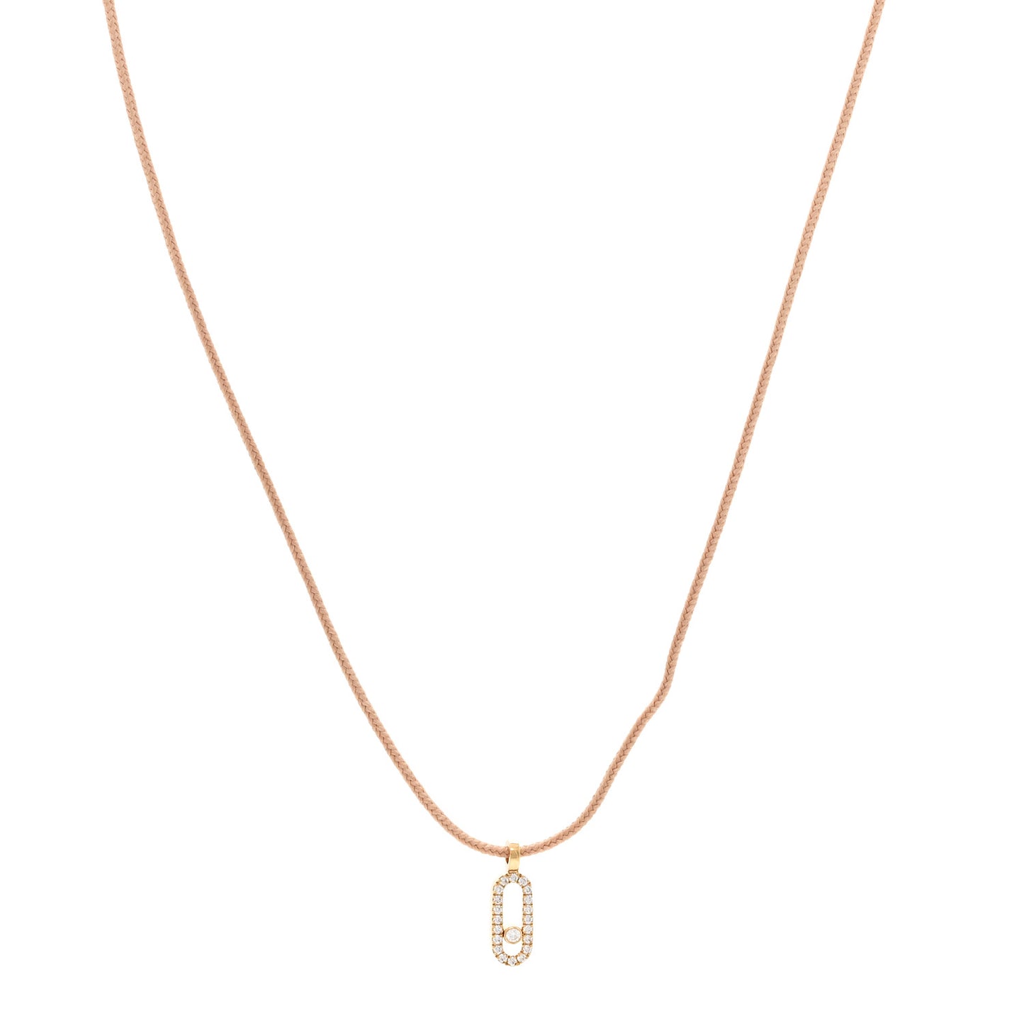 18K Yellow Gold Diamond Cord Cares Pave Necklace Beige