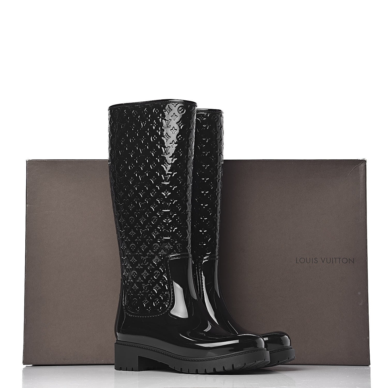 Louis Vuitton Rubber Embossed Monogram Splash Rain Boots 37 Black 8 of 8