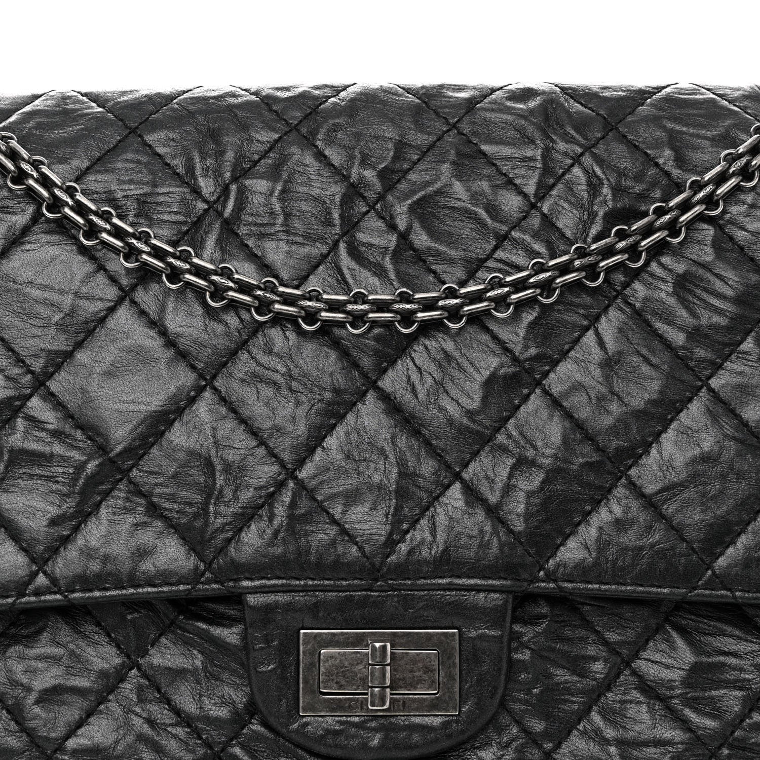 Chanel Metallic Aged Calfskin Quilted 2.55 Reissue 227 Flap Black 8 of 14