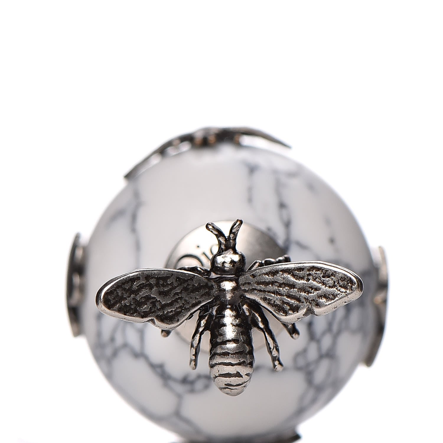 Christian Dior Marble Mise En Dior Tribal Bee Earrings White 3 of 5