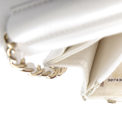 Chanel Caviar Quilted Mini Wallet On Chain WOC White 8 of 9