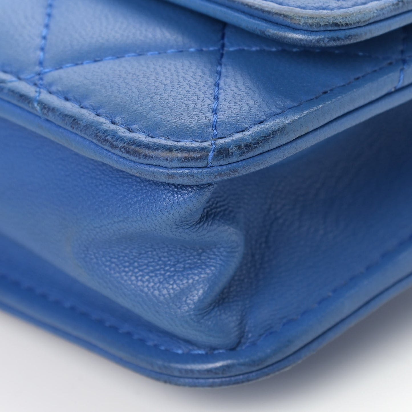 Lambskin Quilted Boy Wallet On Chain WOC Blue