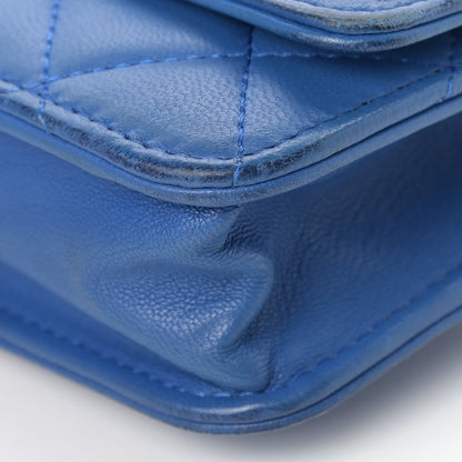 Chanel Lambskin Quilted Boy Wallet On Chain WOC Blue 9 of 15