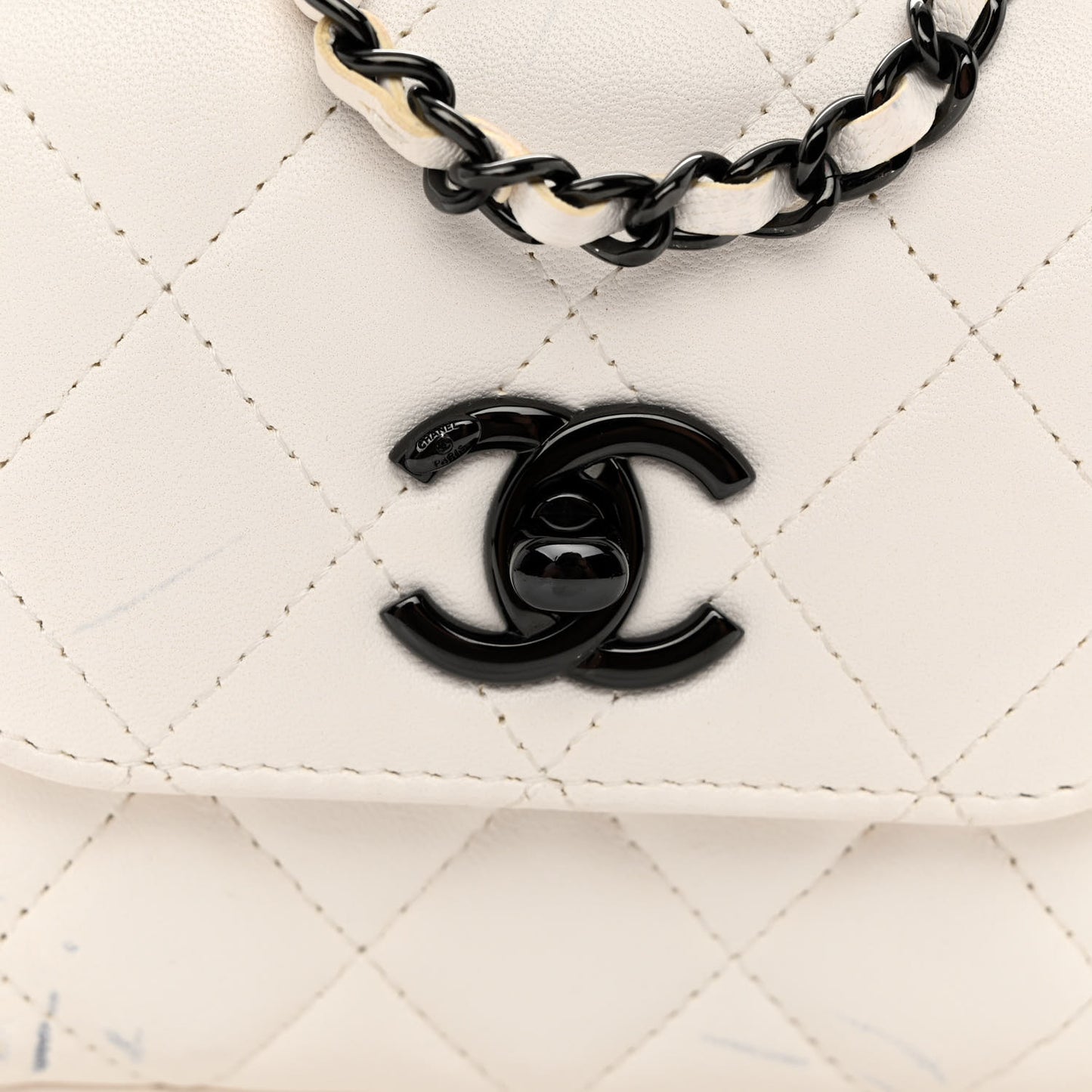 Lambskin Quilted Mini Trendy CC Clutch With Chain White