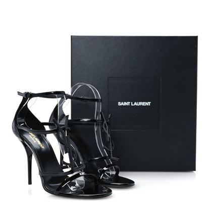 Saint Laurent Vernice Chiffon Cassandra 100 Ankle Strap Sandals 39 Black 10 of 10