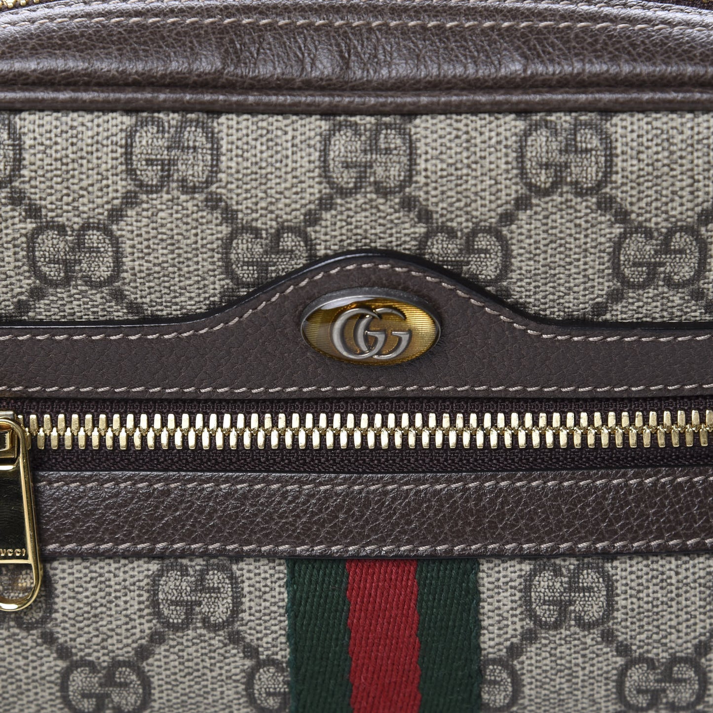 GG Supreme Monogram Web Small Ophidia Belt Bag 85 34 Dark Brown
