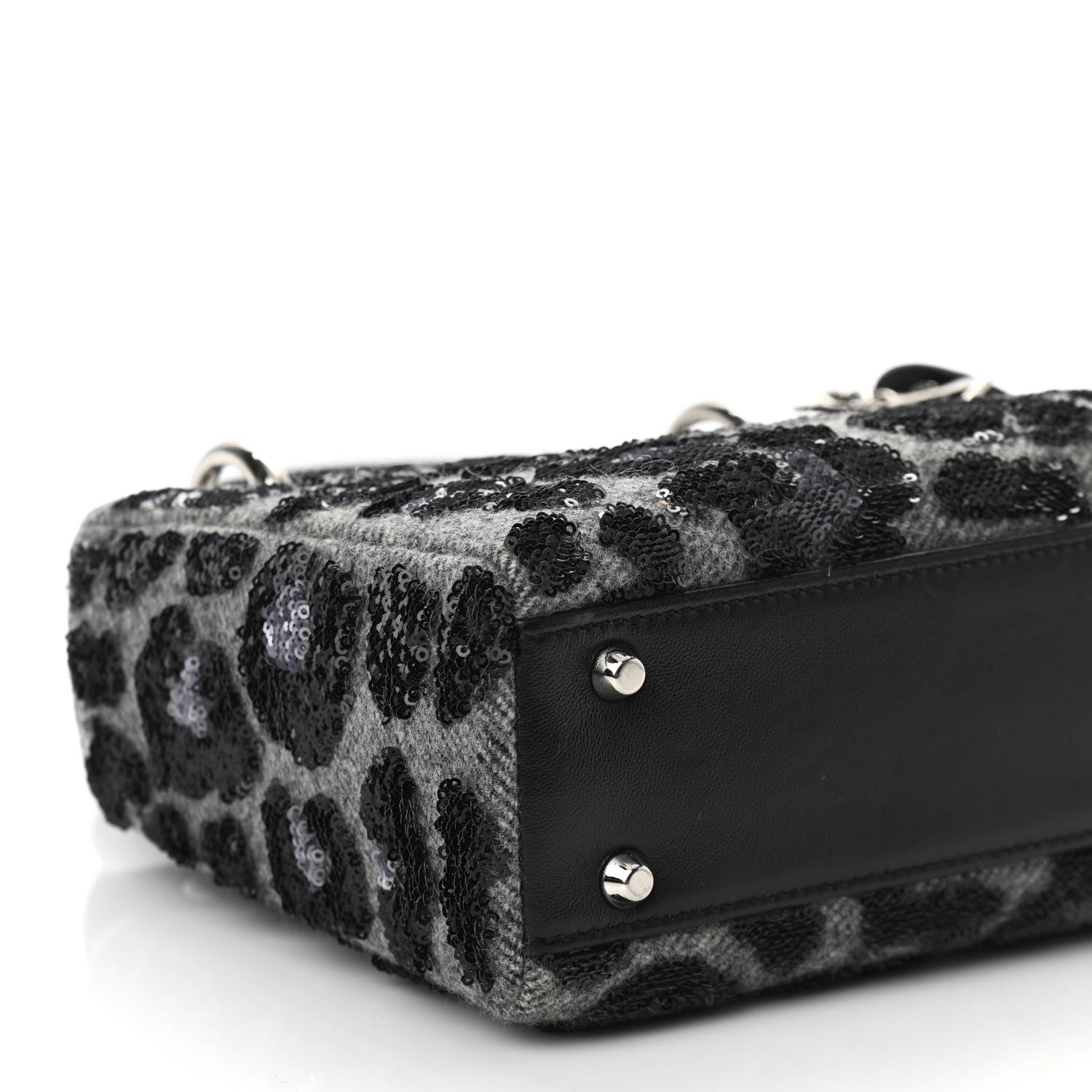 Christian Dior Wool Sequin Leopard Mini Lady Dior Grey Black 8 of 14
