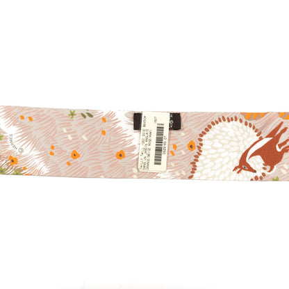 Hermes Silk Dans Un Jardin Anglais Twilly Orange Beige Rose Kaki 2 of 5