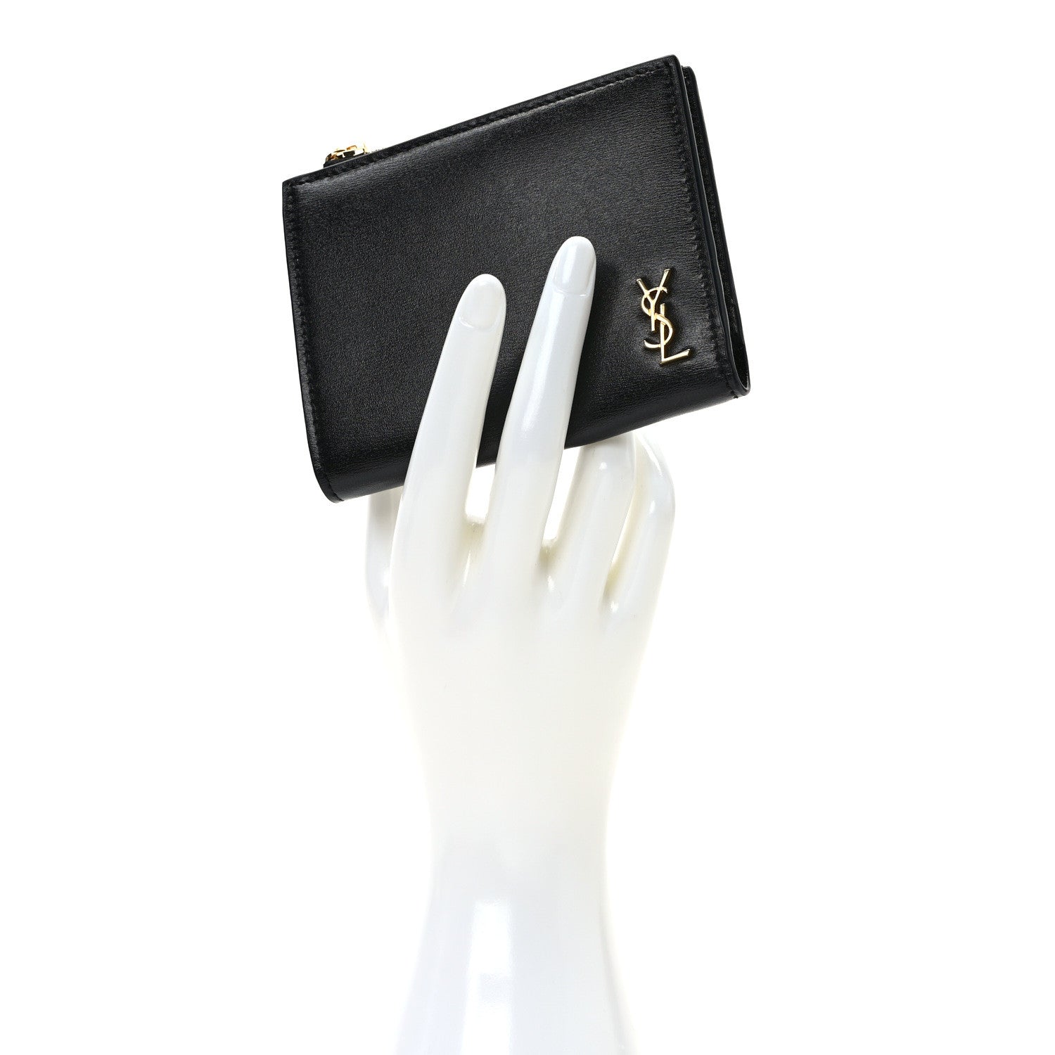 Saint Laurent Calfskin Compact Zip Wallet Black 2 of 6