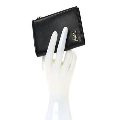 Saint Laurent Calfskin Compact Zip Wallet Black 2 of 6