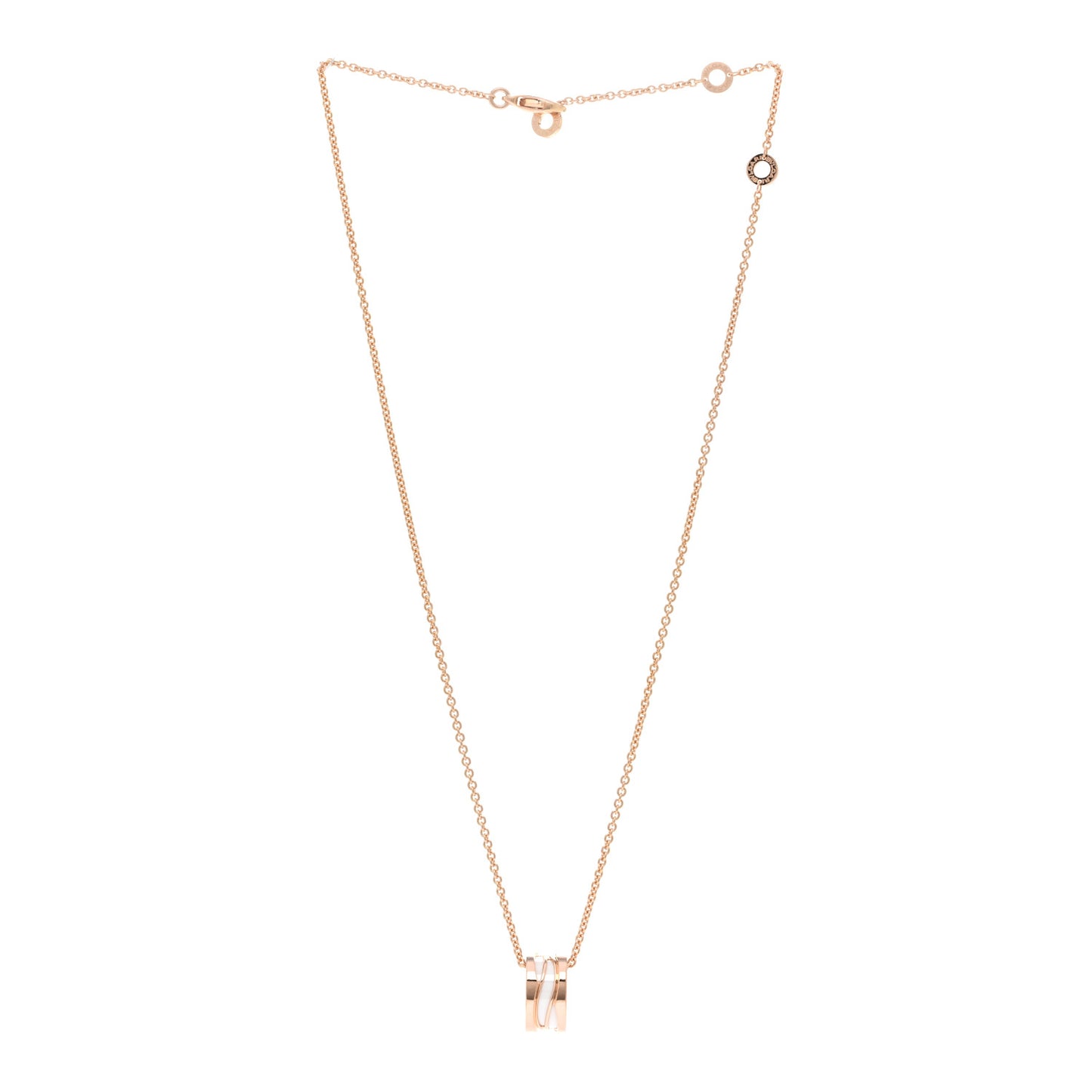 18K Rose Gold Ceramic B.Zero1 Open Legends Pendant Necklace White