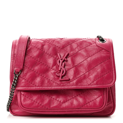 Saint Laurent Crinkled Calfskin Matelasse Monogram Baby Niki Chain Satchel Freesia 1 of 11