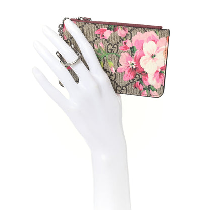 Gucci GG Supreme Monogram Blooms Key Ring Coin Case Beige Multicolor Dry Rose 3 of 7