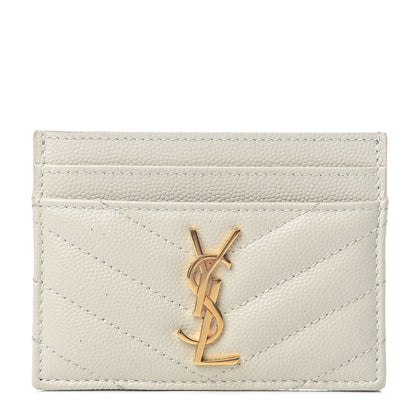 Saint Laurent Grain De Poudre Matelasse Chevron Card Case Crema Soft 1 of 5