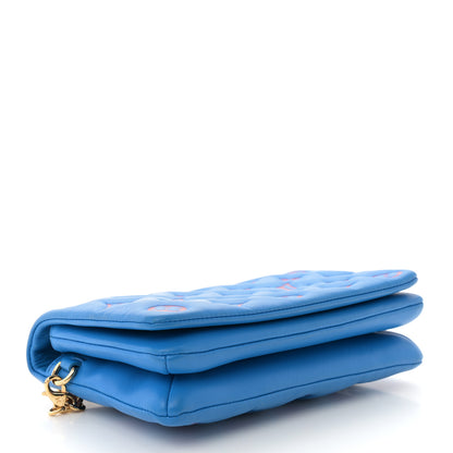 Louis Vuitton Lambskin Embossed Monogram Vuittamins Pochette Coussin Blue Red 4 of 10
