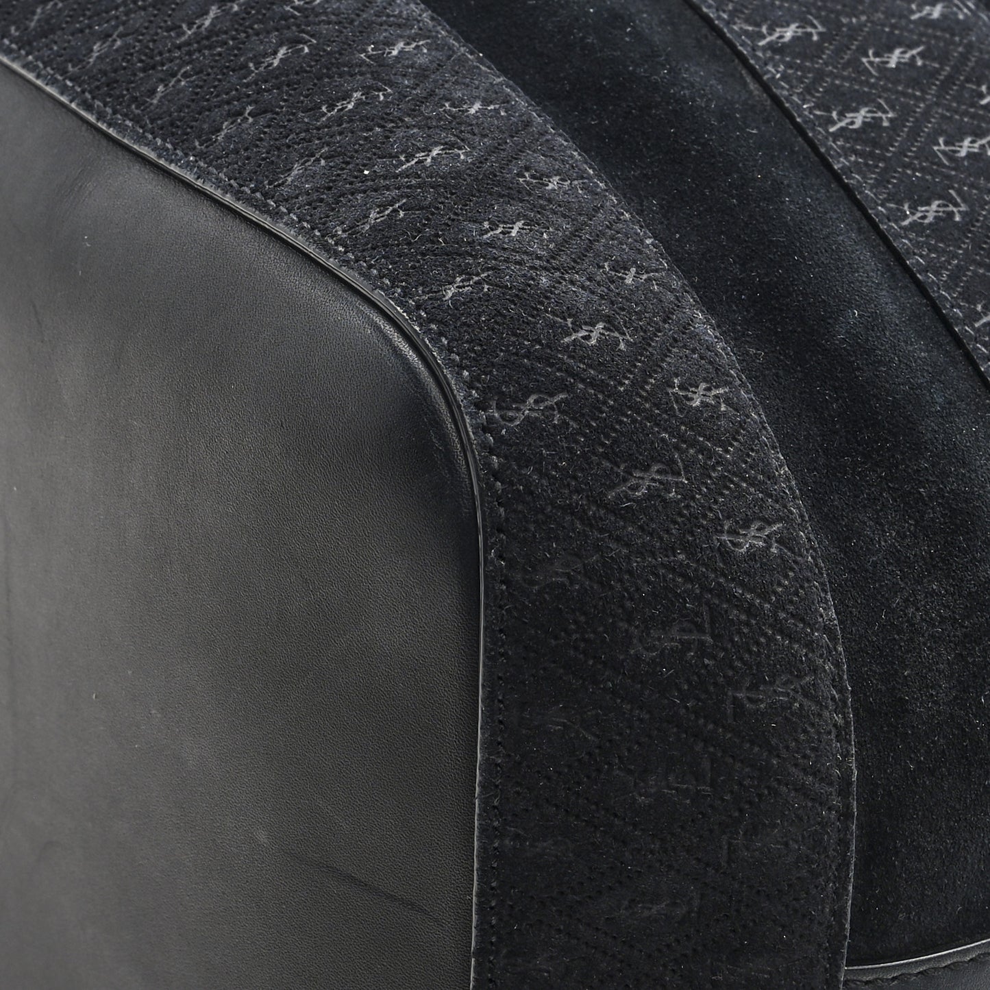 Suede All-Over Monogram Giant Bucket Bag Black