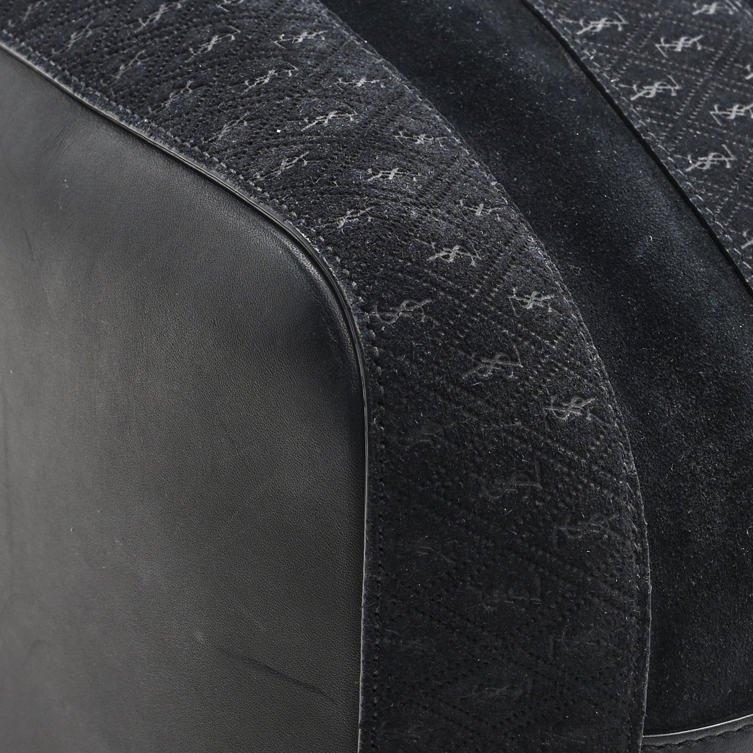 Saint Laurent Suede All-Over Monogram Giant Bucket Bag Black 9 of 9