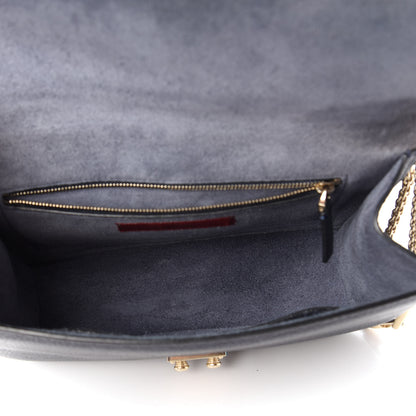 Valentino Garavani Pebbled Calfskin Medium Glam Lock Rockstud Flap Deep Denim 5 of 10