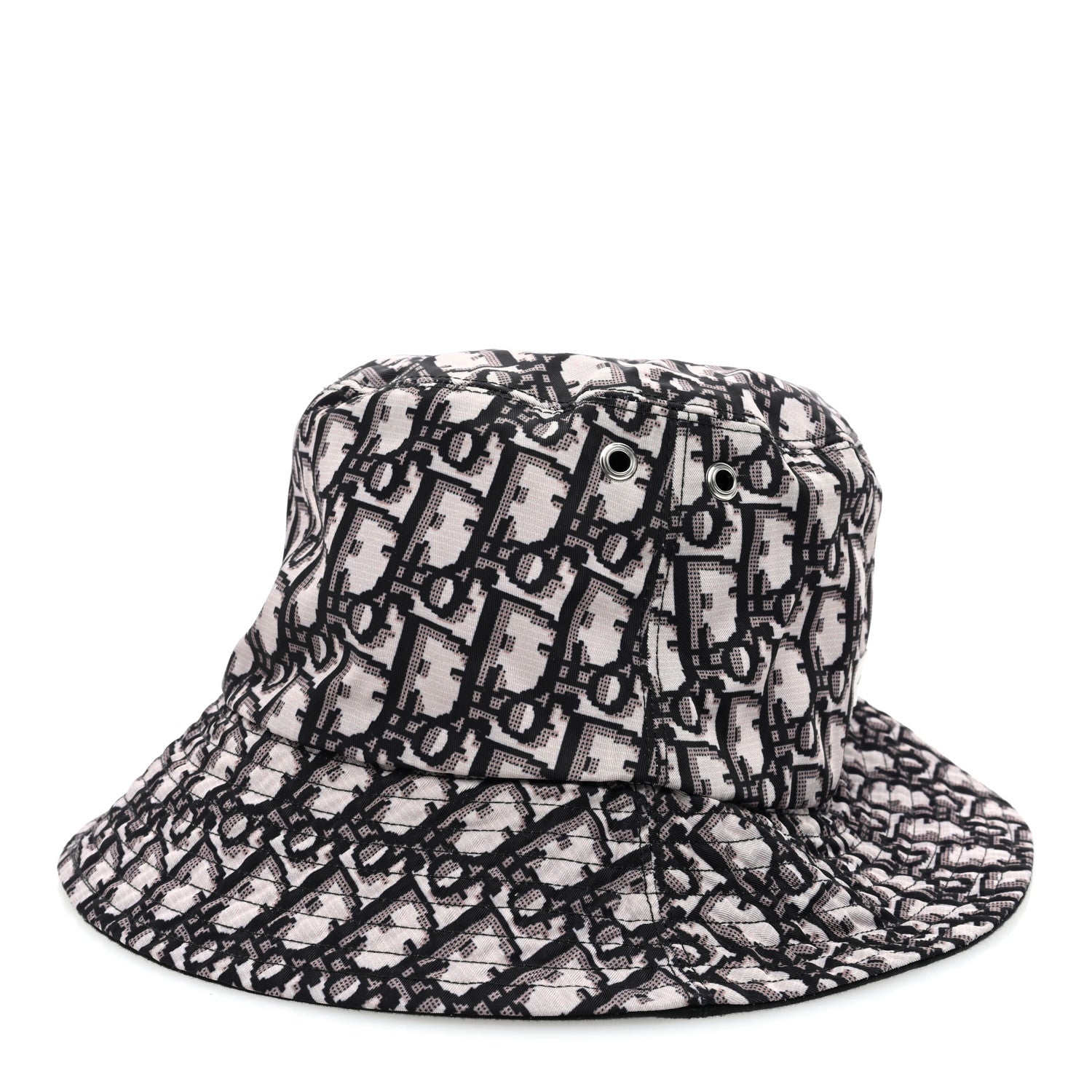 Christian Dior Polyester Cotton Oblique Teddy-D Brim Bucket Hat 58 Black 3 of 15