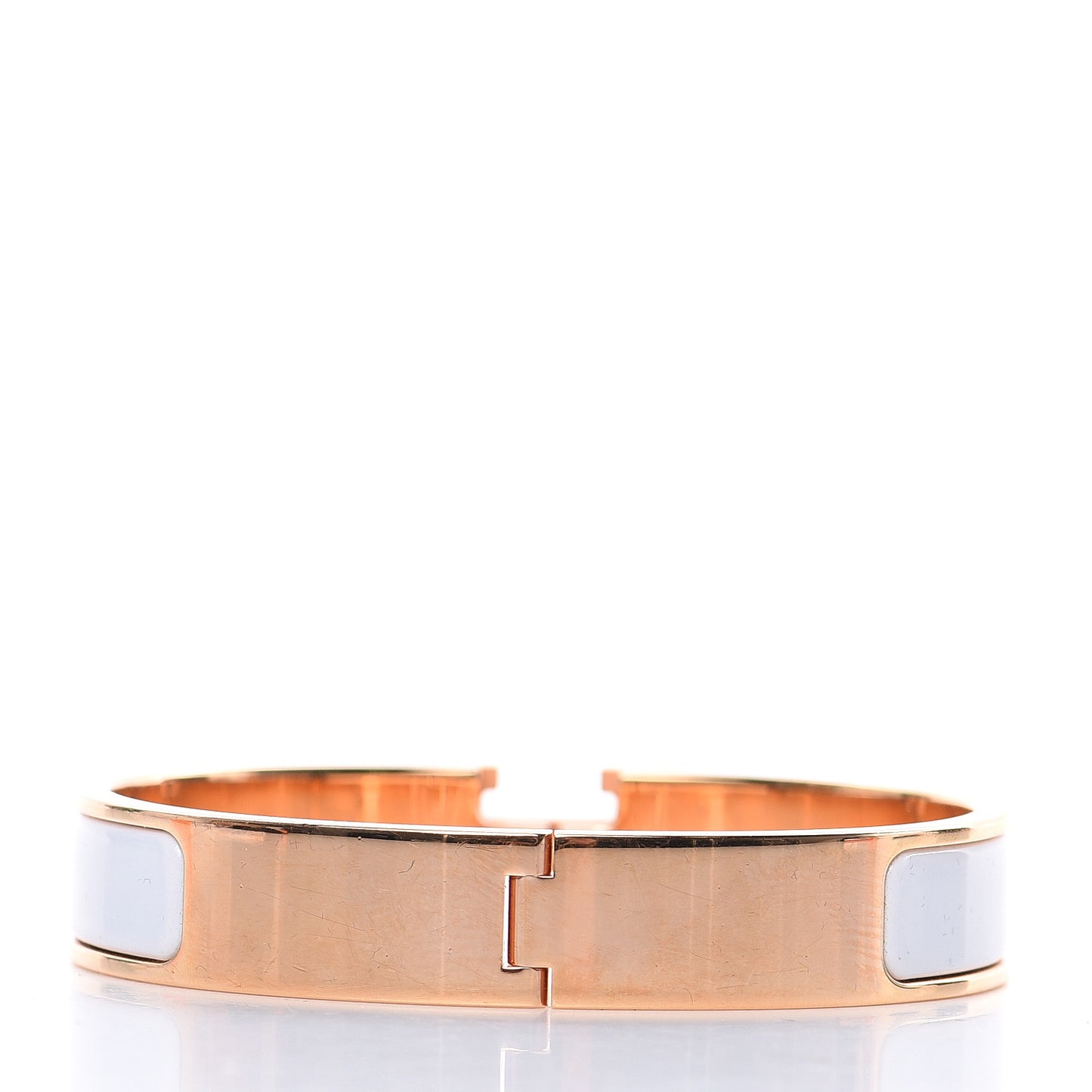 Enamel Narrow Clic Clac H Bracelet GM White