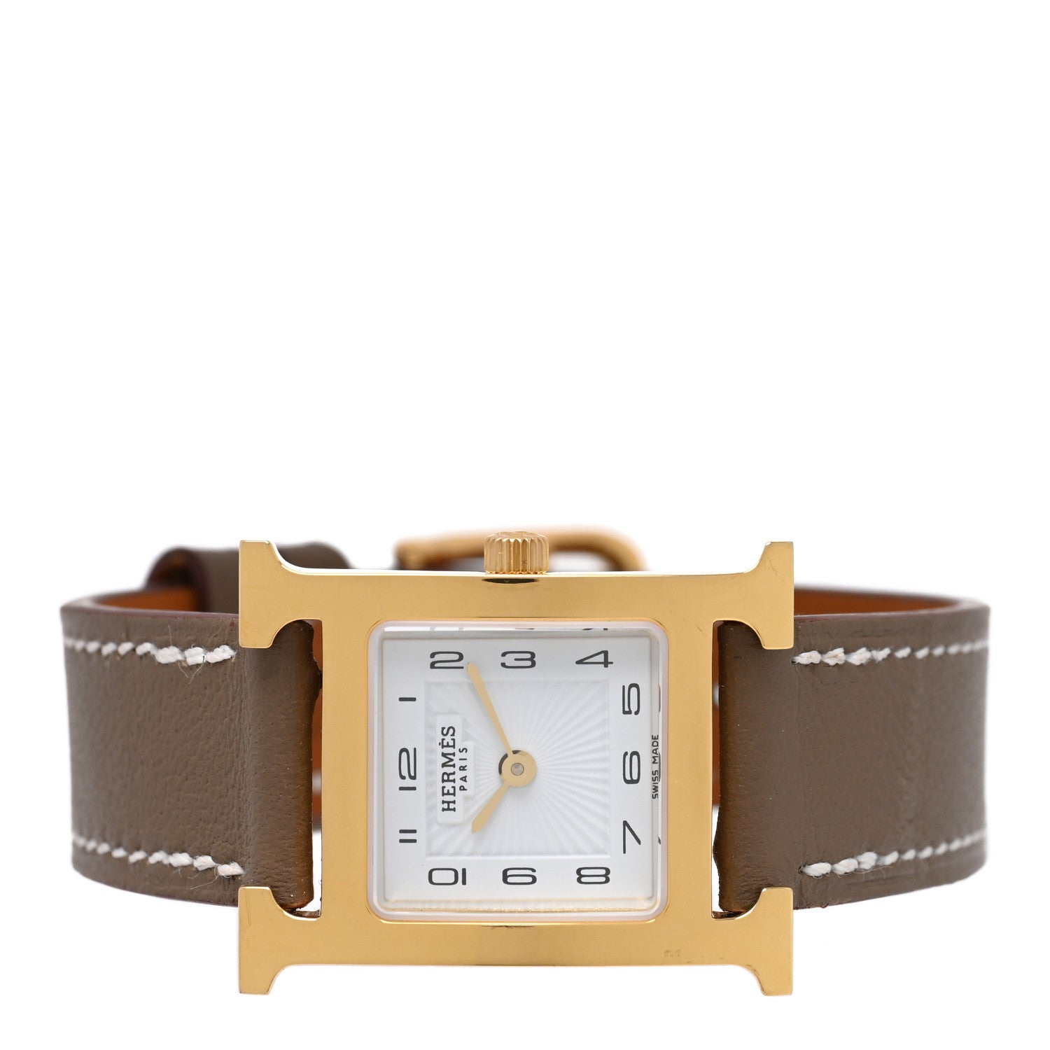 Hermes Stainless Steel Swift 21mm Heure H Hour Quartz Watch Etoupe 2 of 4