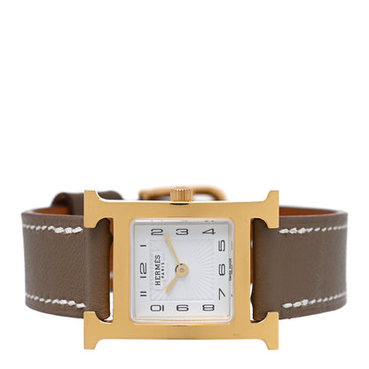 Hermes Stainless Steel Swift 21mm Heure H Hour Quartz Watch Etoupe 2 of 4