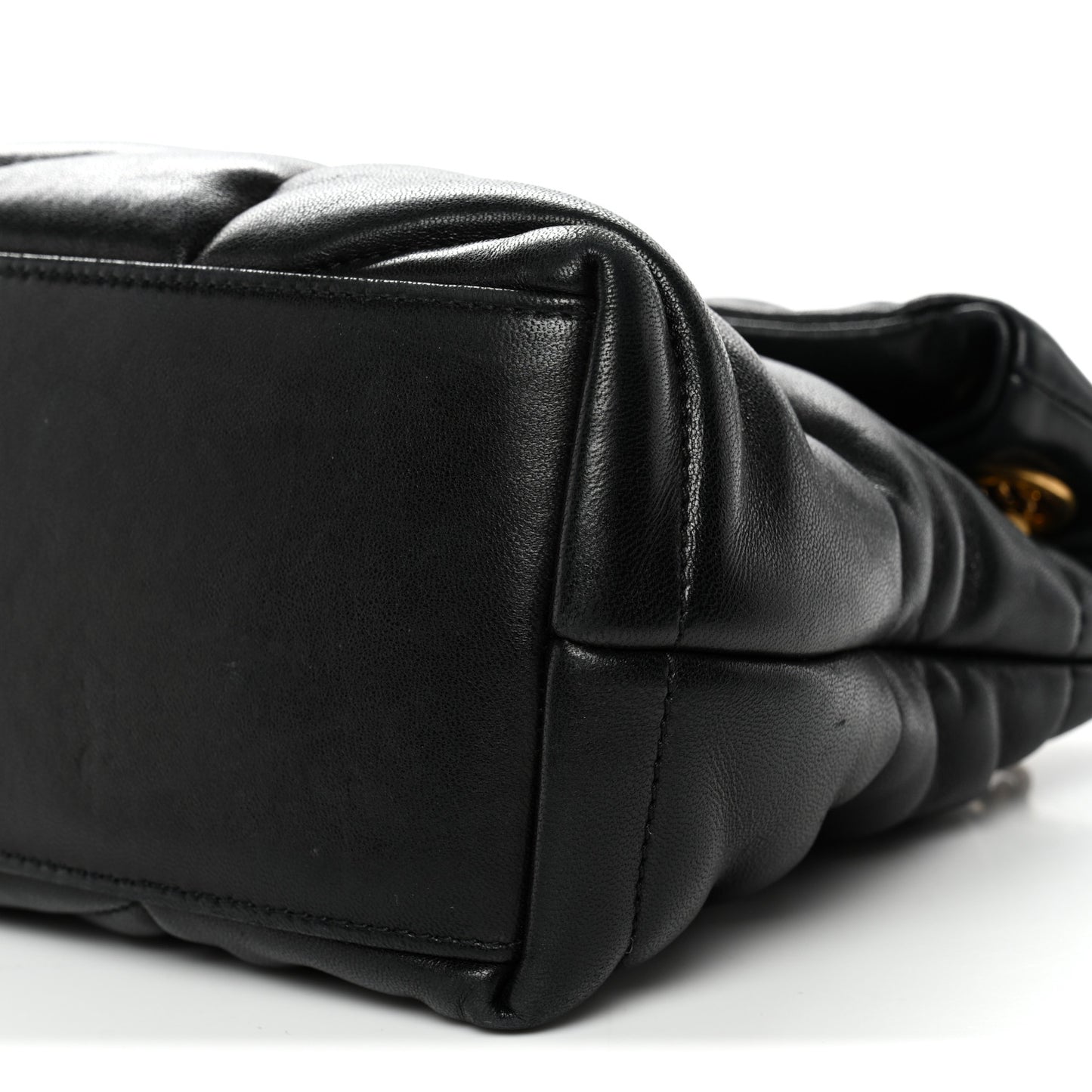 Lambskin Quilted Small Loulou Puffer Monogram Chain Satchel Black