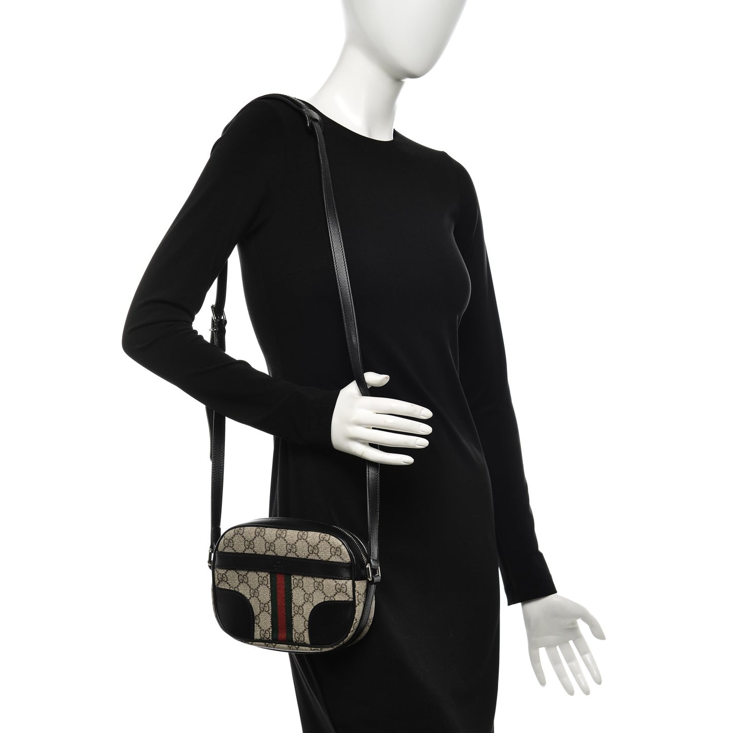 GG Supreme Monogram Web Small Shoulder Bag Black