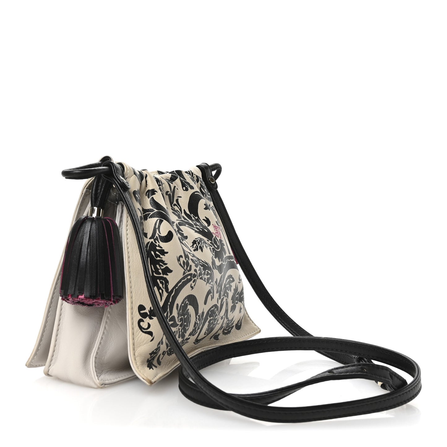 Calfskin Barroco Mini Flamenco Tassel Knot Clutch White Multicolor
