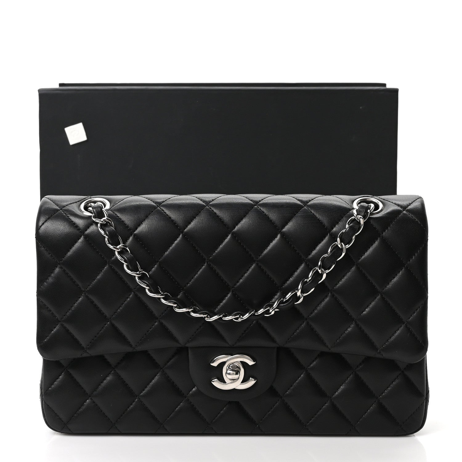 Chanel Lambskin Quilted Medium Double Flap Black 10 of 10