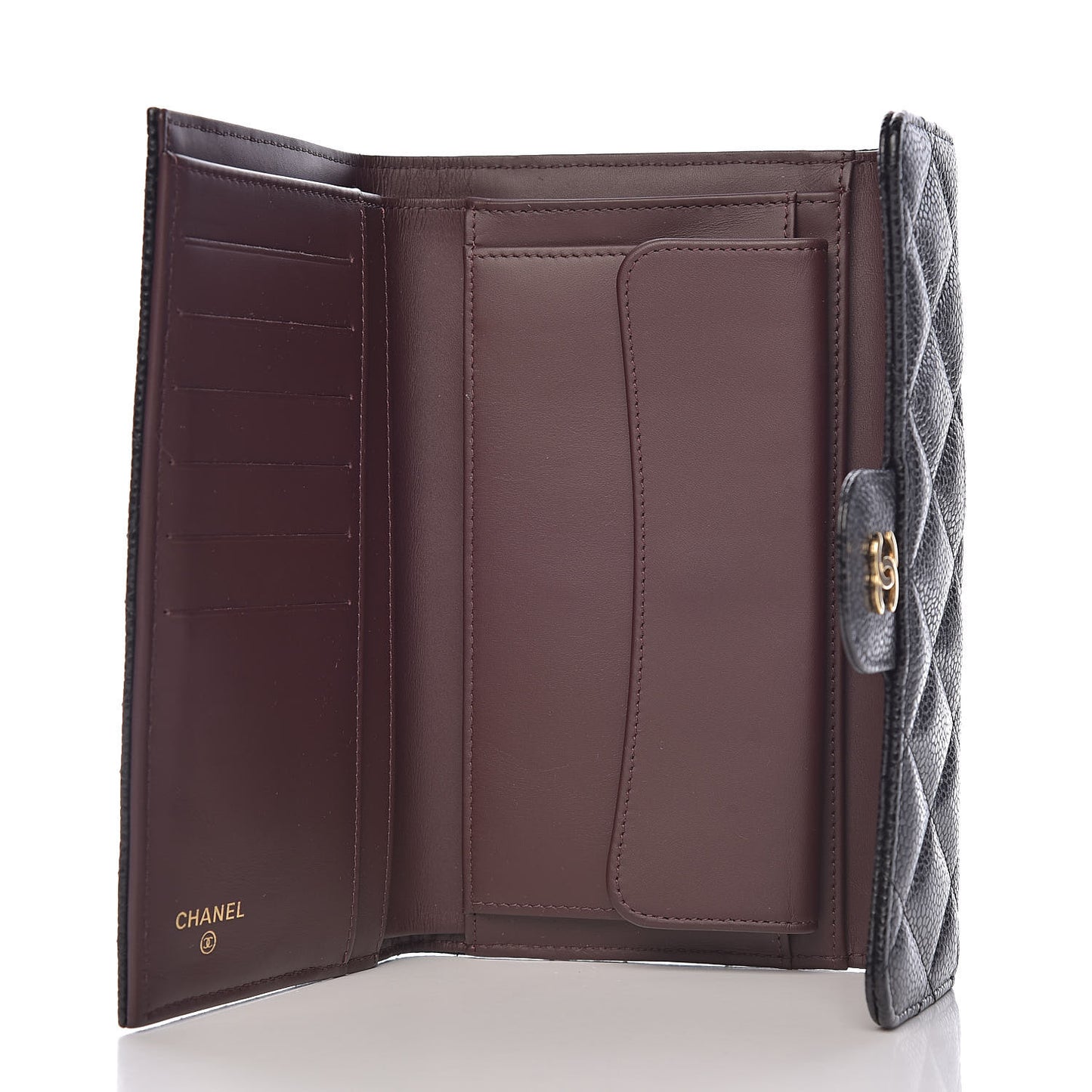 Caviar Quilted Large Flap Wallet Black