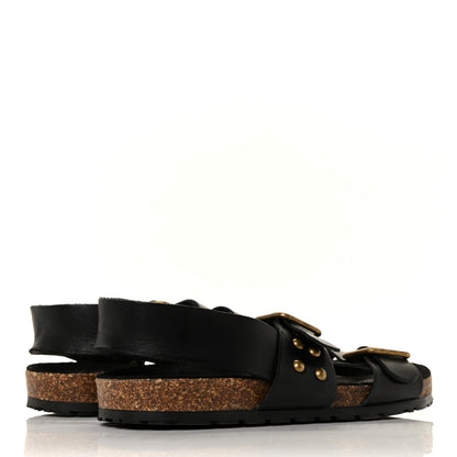 Saint Laurent Calfskin Jam Slingback Flat Sandals 36.5 Black 4 of 8