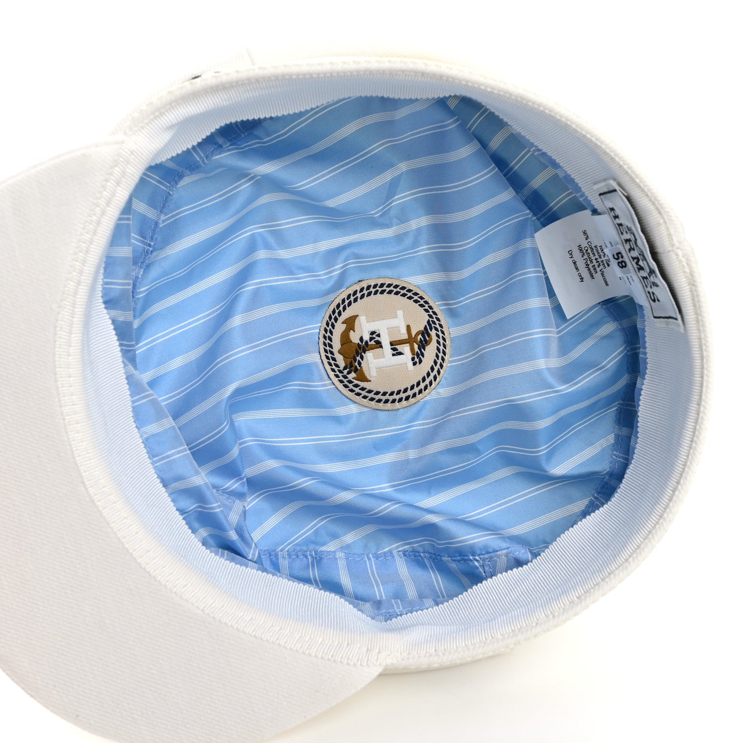 Hermes Double Linen Twill Cabourg Cap 58 White 7 of 8