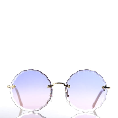Chloe Rosie Bevelled Round Sunglasses CE142S Gold Gradient Pink 2 of 7