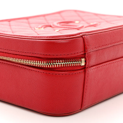 Chanel Caviar Quilted Medium CC Filigree Vanity Case Red 9 of 10