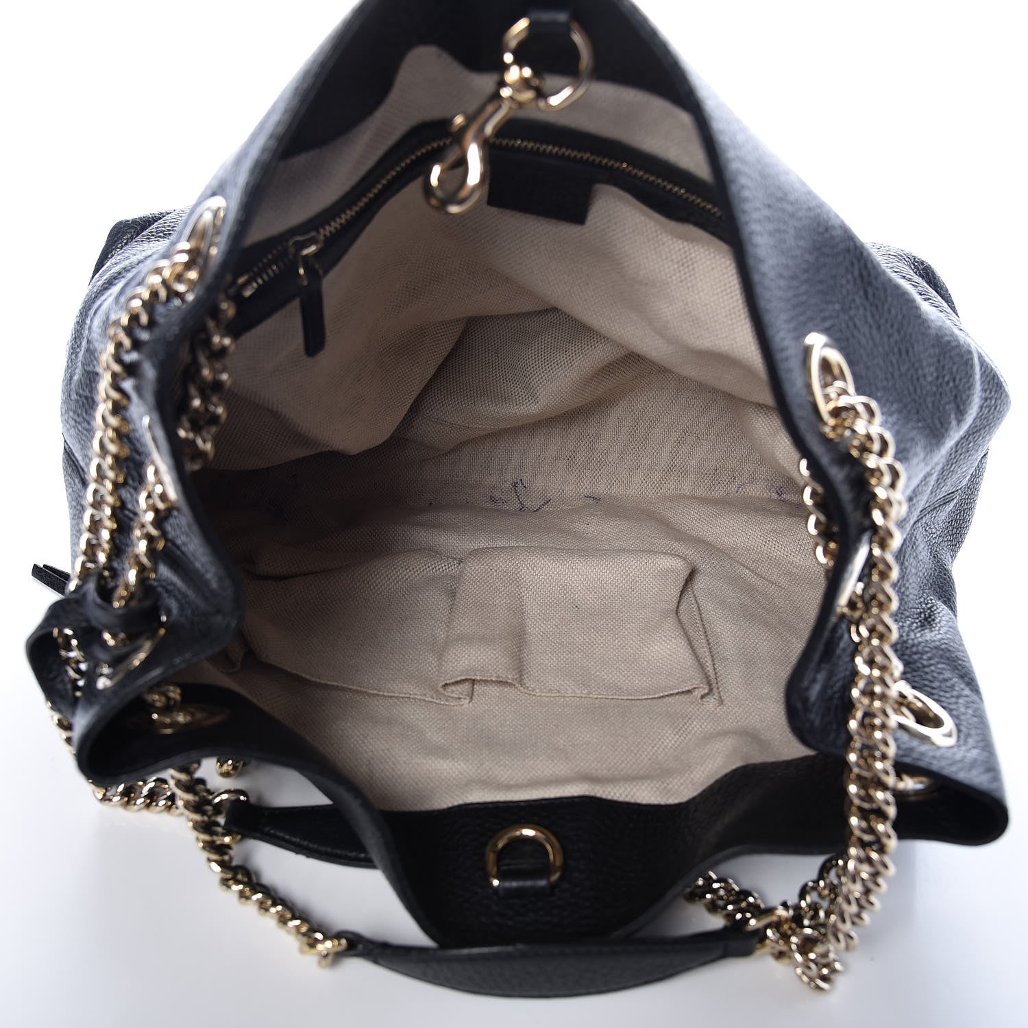 Gucci Pebbled Calfskin Medium Soho Chain Shoulder Bag Black 5 of 15