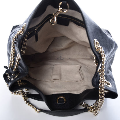 Gucci Pebbled Calfskin Medium Soho Chain Shoulder Bag Black 5 of 15