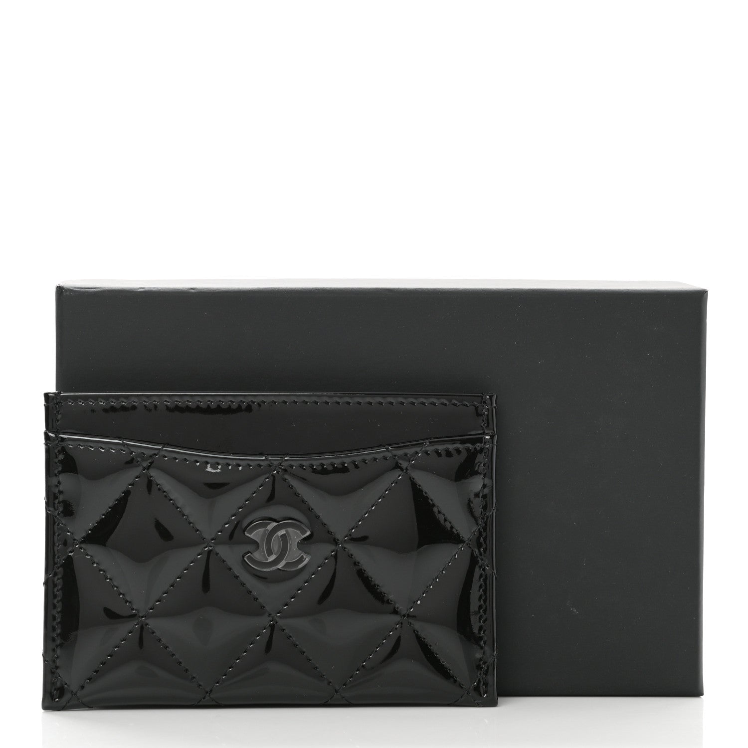 Chanel Patent Calfskin Quilted Card Holder So Black 9 of 9
