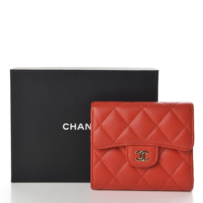 Chanel Caviar Quilted Compact Flap Wallet Red 8 of 8