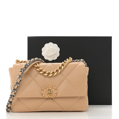 Chanel Lambskin Quilted Medium Chanel 19 Flap Beige 11 of 11