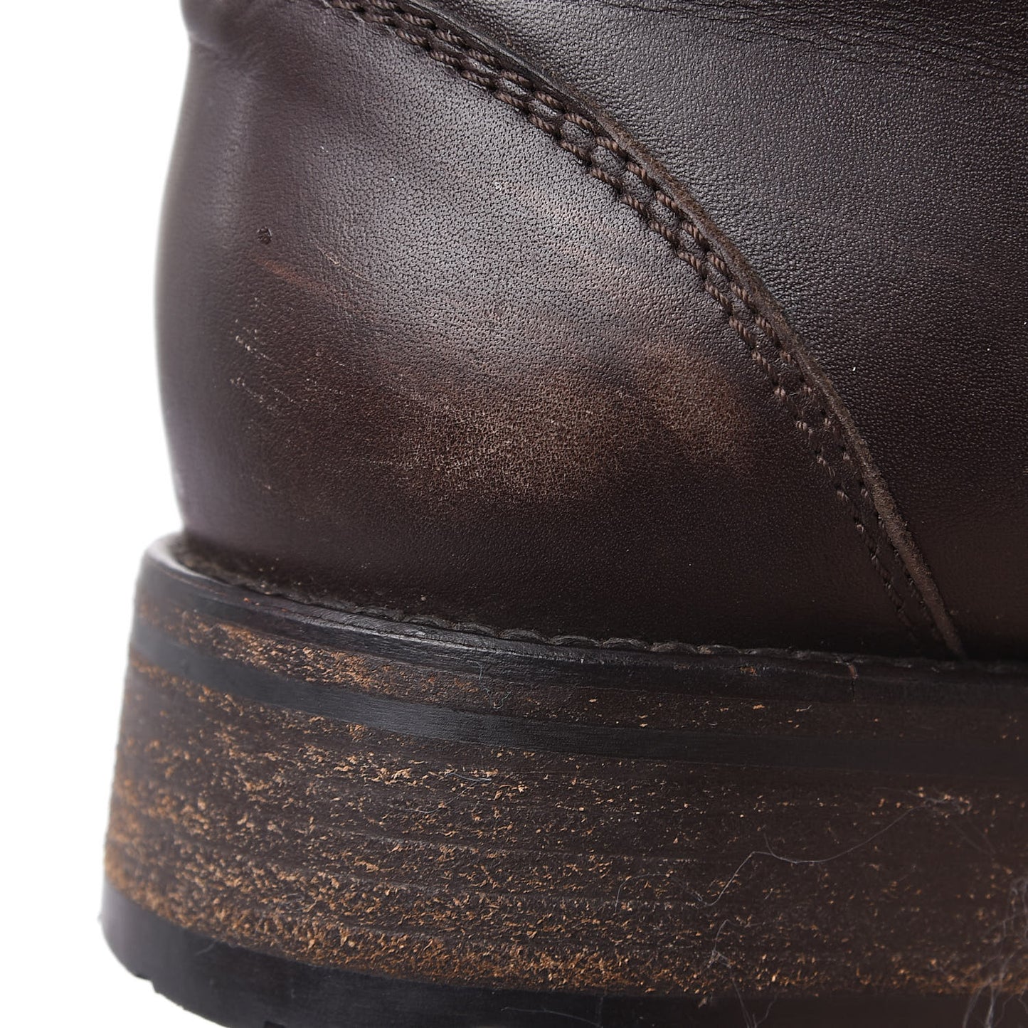 Suede Calfskin Shearling Cap Toe CC Short Boots 38 Brown