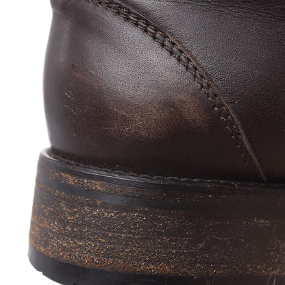 Chanel Suede Calfskin Shearling Cap Toe CC Short Boots 38 Brown 12 of 13