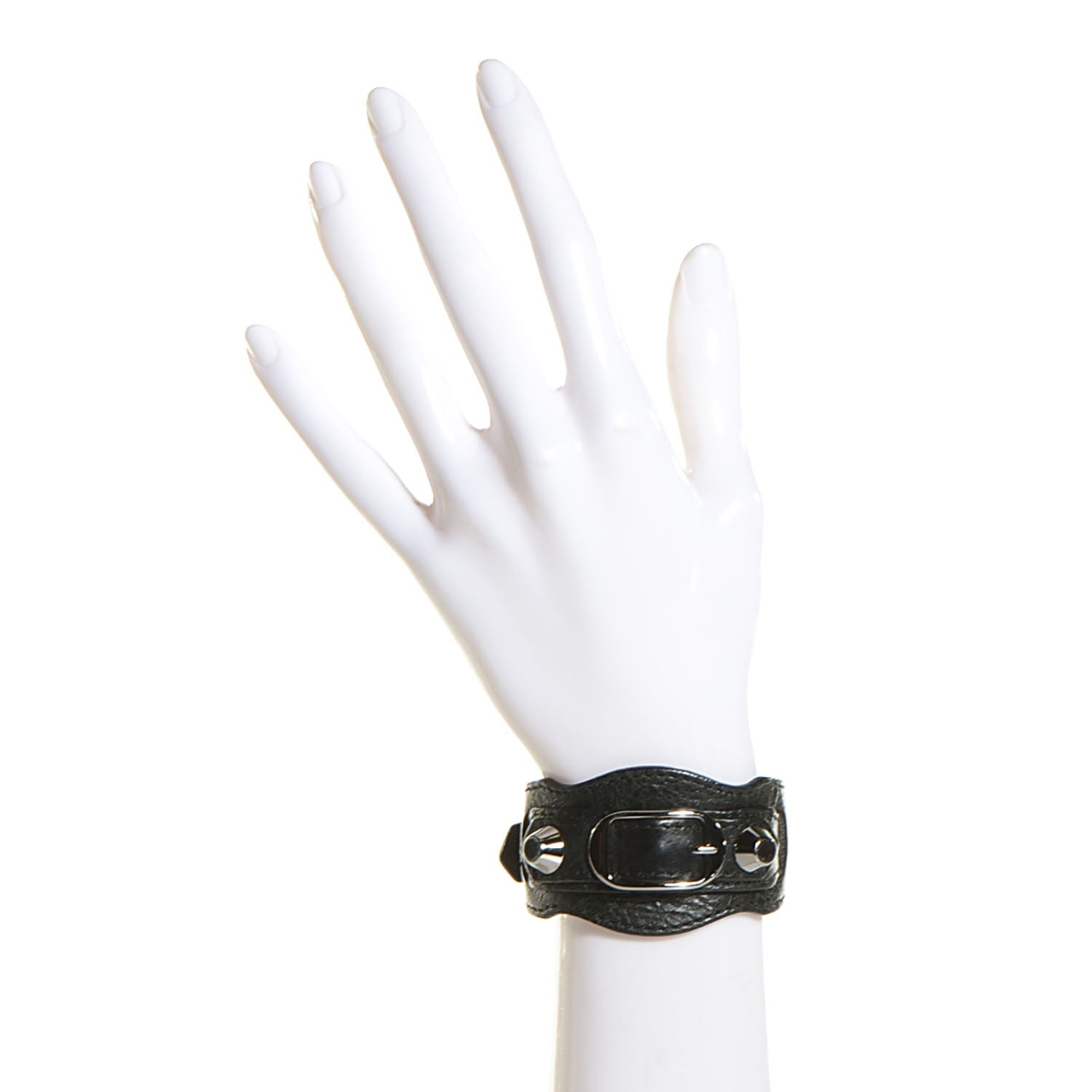 Balenciaga Agneau Arena Silver Hardware Bracelet Black 2 of 6