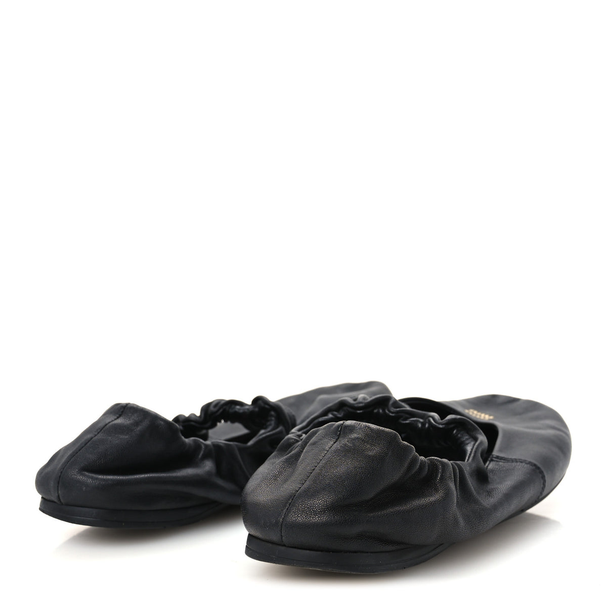 Miu Miu Nappa Ruched Ballerina Flats 37 Black 5 of 9