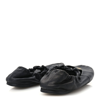 Miu Miu Nappa Ruched Ballerina Flats 37 Black 5 of 9