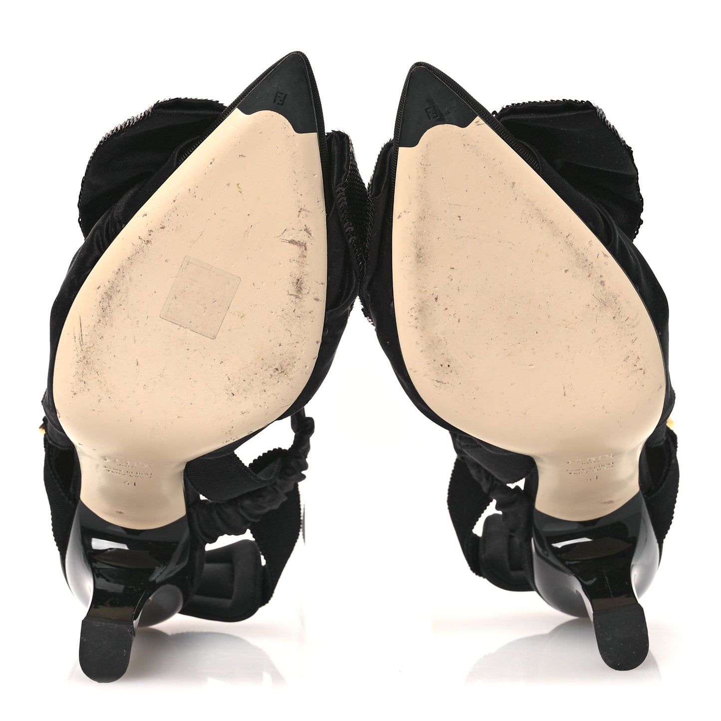 Satin Sequin Bow 85mm Slingback Pumps 41 Black