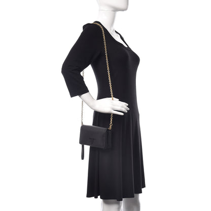 Prada Saffiano Shine Chain Wallet Black 2 of 9