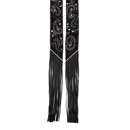 Hermes Silk Beaded Guepard Bandana Fringed Twilly Cacao Etoupe White 2 of 4
