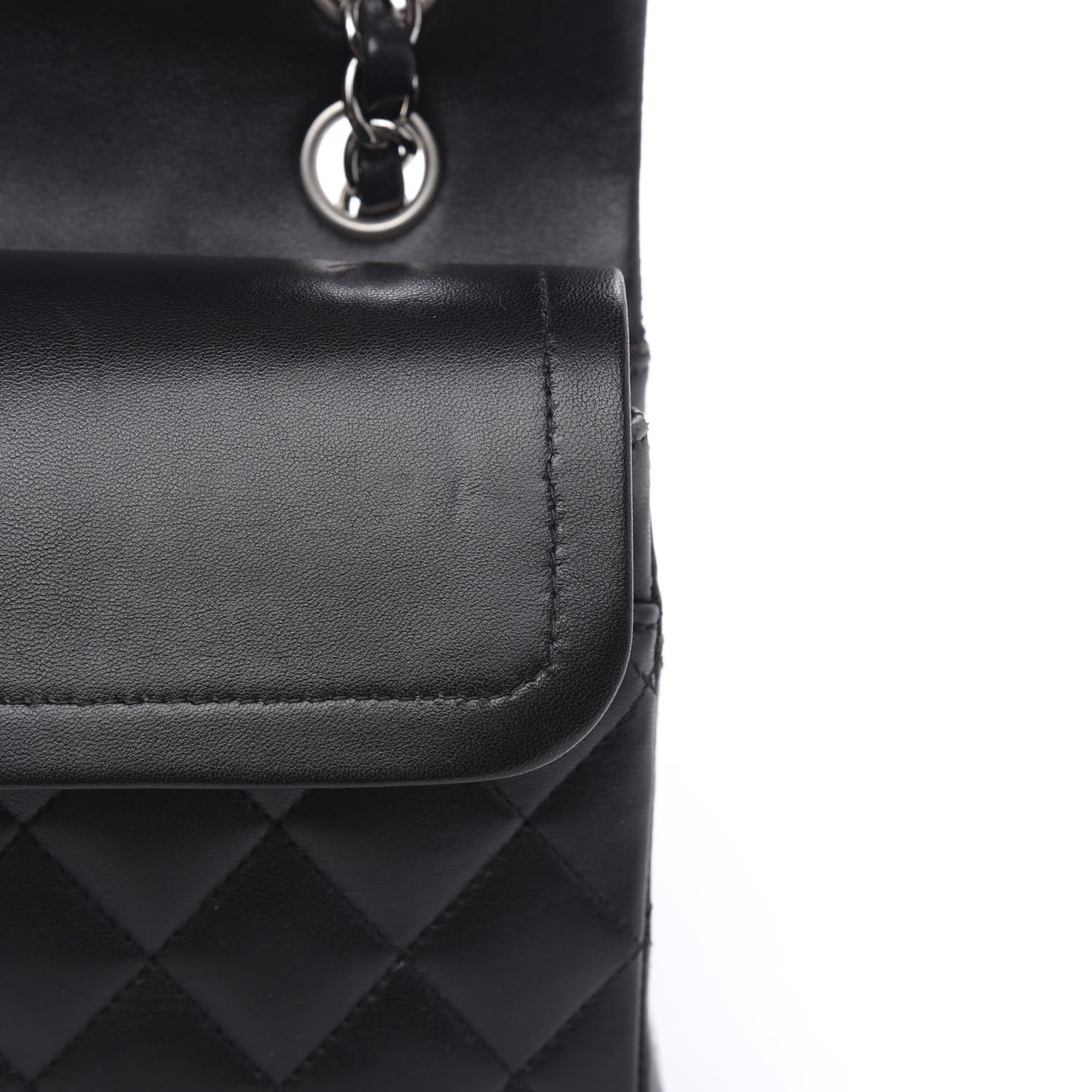 Lambskin Quilted Medium Double Flap Black